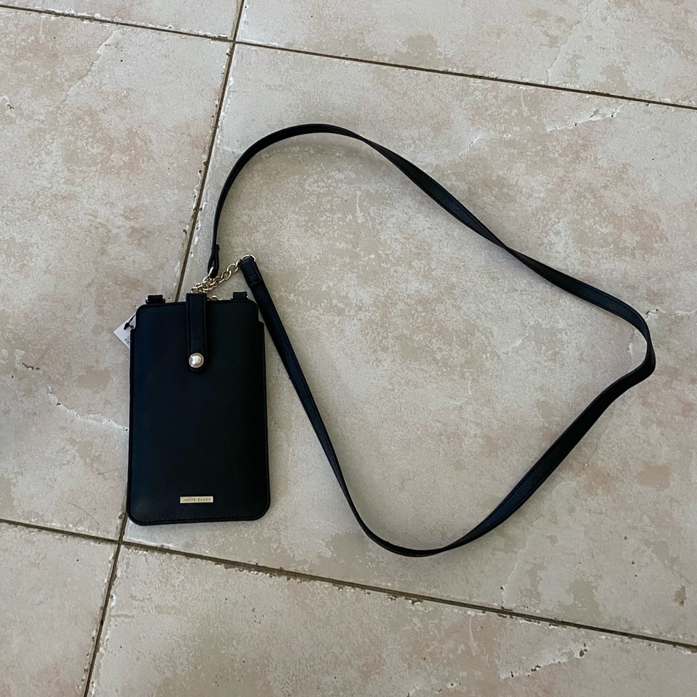 Black Phone/Passport Holder - leather wallet/purse